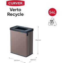 Rectangular metallized waste bin Verto Recycle 54L pearl pink
