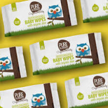 Pure Beginnings Organic Wipes Art. organic 100% biodegradable wet wipes with a delicate lavender scent, 64 pcs