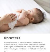Pure Beginnings Organic Wipes Art. organic 100% biodegradable wet wipes with a delicate lavender scent, 64 pcs