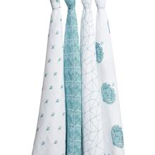 Aden Anais Muslin Swaddles Art.251302 Paisely Teal High quality bamboo muslin swaddle, 1 pc. (120x120 cm)