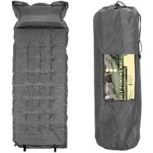 Self‑inflating camping mat Springos PM053 193 cm with pillow and carry cover, grey