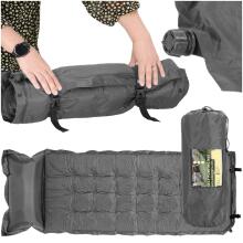Self‑inflating camping mat Springos PM053 193 cm with pillow and carry cover, grey