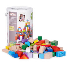 Деревянные блоки для детей, 100 штук, сортировочный ведерко ECOTOYS