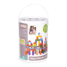 Деревянные блоки для детей, 100 штук, сортировочный ведерко ECOTOYS