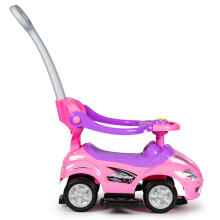Ride-on car, push car 3-in-1 DELUXE with handle and music panel - pink