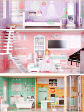 Large wooden dollhouse with a movable elevator ECOTOYS