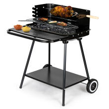 Garden grill with rotisserie and adjustable grate + two large shelves, MultiGarden