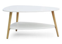 Modern coffee table, shelf, wooden legs, white, ModernHome