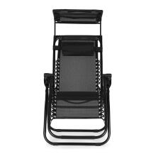 Garden Beach Lounger with Adjustable Backrest and Movable Canopy Black MultiGarden