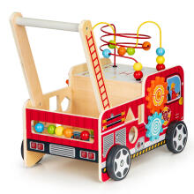 Wooden Educational Walker with Blocks for Kids - Fire Truck ECOTOYS