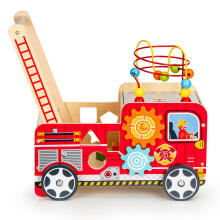 Wooden Educational Walker with Blocks for Kids - Fire Truck ECOTOYS