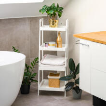 Bookcase,, bedside table, ladder, 4 shelves, white ModernHome