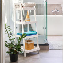 Bookcase,, bedside table, ladder, 4 shelves, white ModernHome