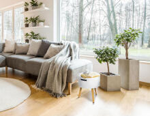 Round coffee table with storage and bedside table ModernHome