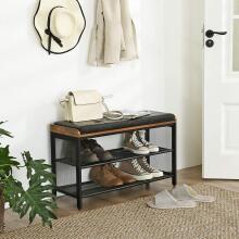 LOFT wooden shoe cabinet with shelf and seat