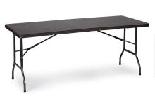 Catering table 180cm + 2 benches Rattan banquet set ModernHome