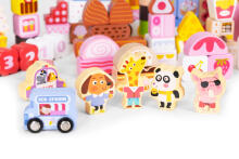 Educational wooden blocks set - Candy city 116 pcs