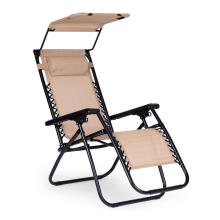 Garden Beach Lounger with Adjustable Backrest and Movable Canopy Beige MultiGarden