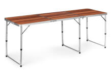 Tourist table, foldable camping table, brown top, 180 x 60 cm