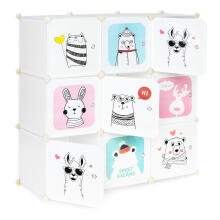 Children's storage cabinet with 9 shelves