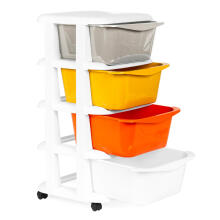 Storage organiser with 4 pull-out drawers legs with castors ModernHome