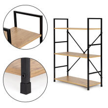 Plata koka plaukts ar metāla rāmi LOFT stilā, 3 plaukti ModernHome