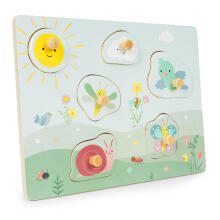 Wooden sensory board with different types of material