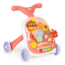 Interactive pusher 2in1 walker and educational table with sounds red