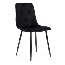4 Krēslu komplekts ar izšūtu samtu ēdamistabai un viesistabai Melns ModernHome