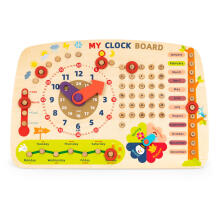 Wooden manipulation board for children, calendar clock ECOTOYS
