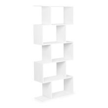 Modern checkered shelf for the living room with 5 shelves for books white
