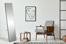 Large standing rectangular mirror, narrow frame, 148 cm