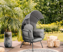 Cocoon garden armchair with foldable canopy, gray ModernHome
