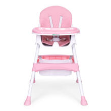 Child feeding chair with tray and basket, 5-point harness, pink, ECOTOYS