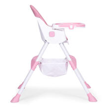 Child feeding chair with tray and basket, 5-point harness, pink, ECOTOYS