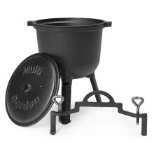 Cast iron standing cauldron 8L, hunter's pot, campfire grill, MultiGarden