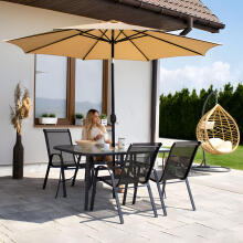 Dārza stikla galds 120x70 cm, terasei un dārzam, temperēts stikls, lietussarga caurums, MultiGarden
