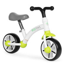 Līdzsvara velosipēds bērniem, EVA riteņi, regulējams sēdeklis, zaļš, ECOTOYS