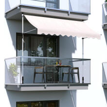 Balcony Sunshade Awning with Height Adjustment, Waterproof with Hand Crank Beige MultiGarden