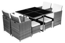Dārza mēbeļu komplekts ar rattan līdzīgu apdari – 4 krēsli, 4 ottomāni, galds MultiGarden