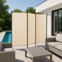 Folding 3-Panel Garden and Room Divider 167x164 cm Beige MultiGarden