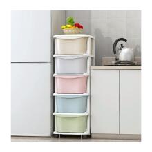 Plastic shelf on wheels for children, cabinet with drawers