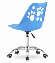 PRINT Chair Blue Faux Leather Swivel with Chrome Base