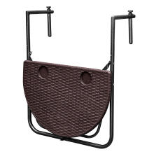 Folding Balcony Table Hanging on Railing Brown ModernHome