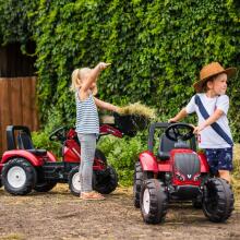 FALK Pedal Tractor Valtra Burgundy with Trailer and Bucket from 3 Years