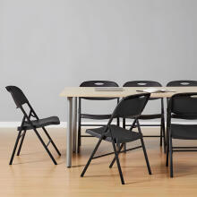 Set of 4 Folding Chairs – Catering Set, Metal & HDPE, Black ModernHome