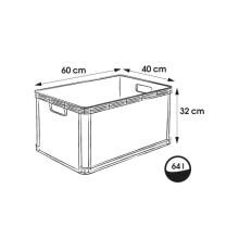 Transport box with load capacity up to 60kg Robert 60x40x32cm 64L grey