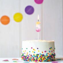 Birthday Fun - Rainbow number candle 5, 3 assorted