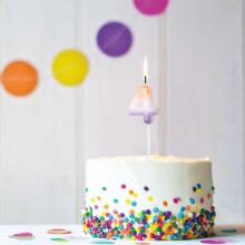 Birthday Fun - Rainbow number candle 4, 3 assorted