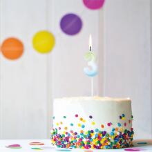 Birthday Fun - Rainbow number candle 3, 3 assorted
